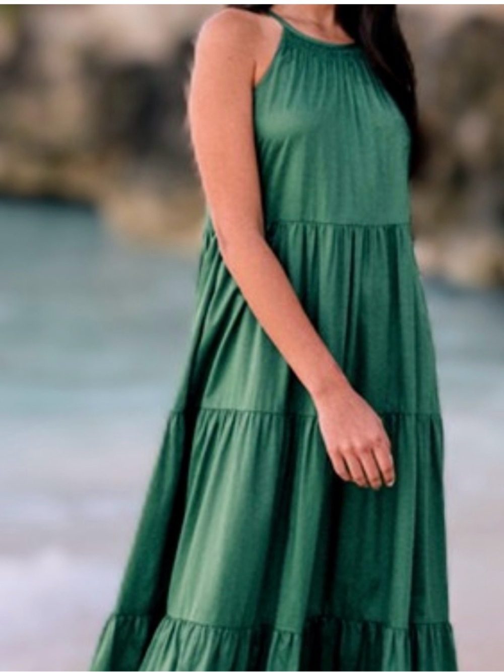 Gal Meets Glam Green Tiered Maxi Dress